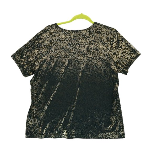 Jaclyn Smith Shirt Womens XL Black/Gold Floral‎ Top Pullover Polyester - Picture 2 of 4